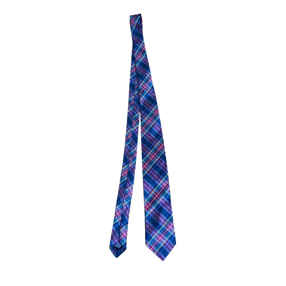 Ted Baker Necktie Mens Blue Purple Plaid Silk Classic Formal Accessory SIZE‎ OS